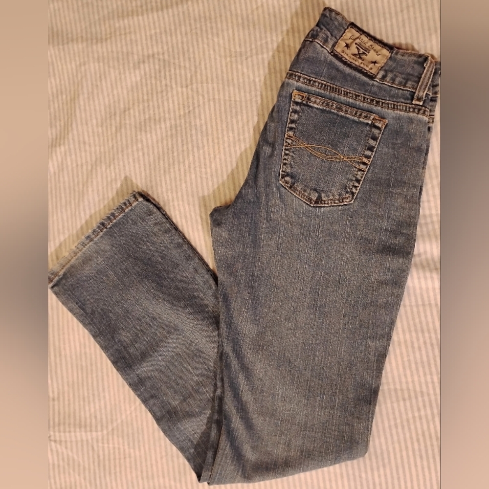 Vintage Wrangler Snap Front Cherry Lined Straight Leg Denim Jeans Jr.11 - Picture 13 of 14